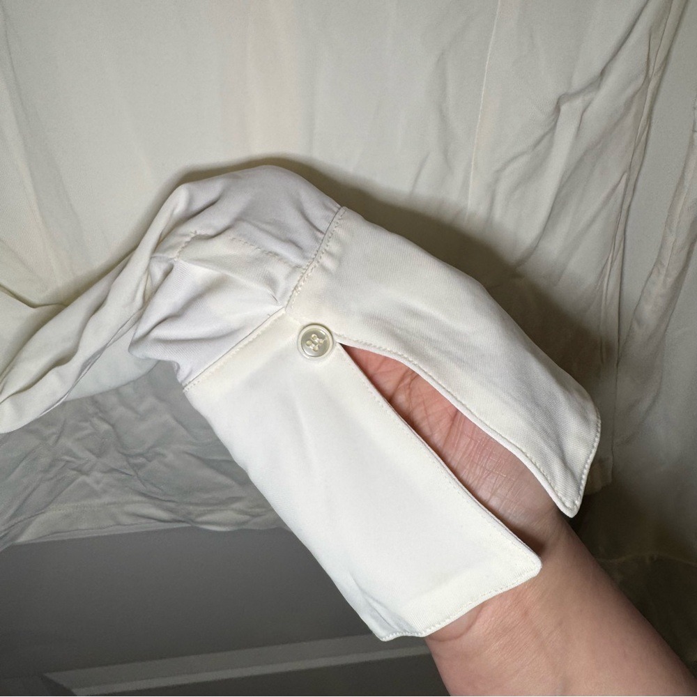 Eterne Charlie Top Matte Jersey Button Down in Ivory - Picture 13 of 14
